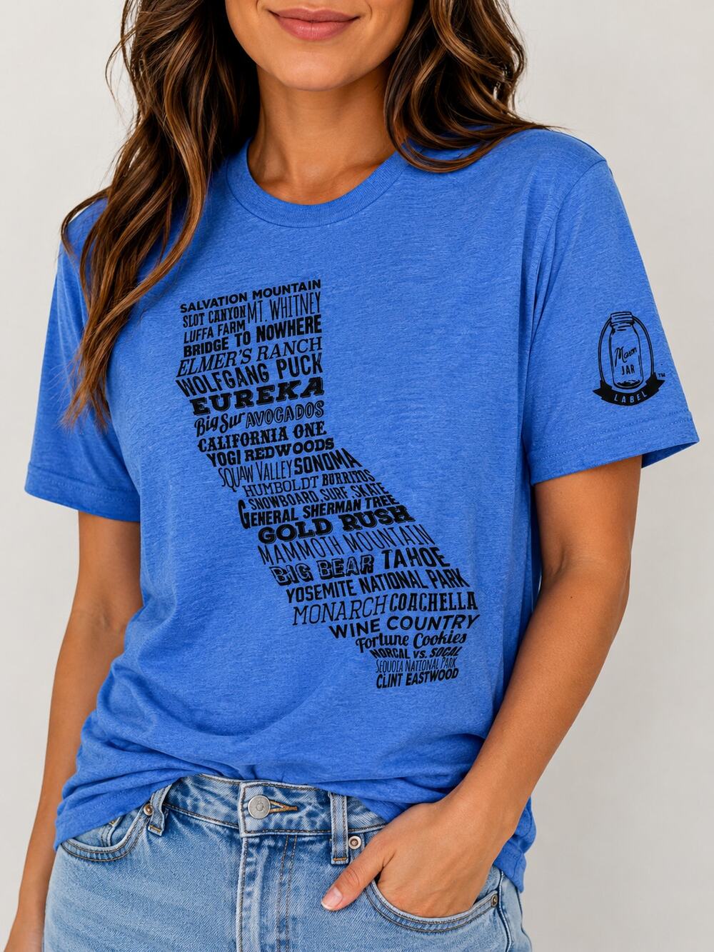Mason Jar Label California State Word Art Unisex Graphic T Shirt XS MED